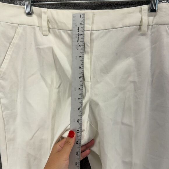 New Daisy Fuentes Dress Pants Women 12 White Mid Rise Pleated Cotton Pockets - Picture 6 of 11